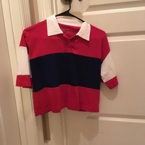 Red, Blue and White crop top